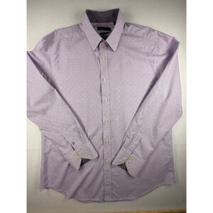 Quieti 100% Fine Cotton Lavender Geometric Dress Shirt Men’s XL Long Sleeve